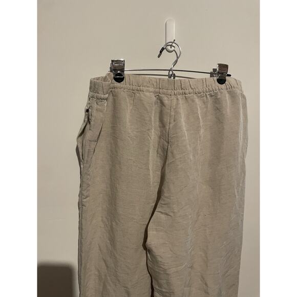 H&M Women's Wide‎ Leg Casual Pants, Light Khaki, XL Linen Blend - Picture 4 of 6